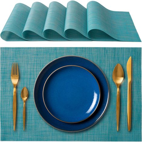 Eleganti tovagliette, 45 x 30 cm, adatte per cena, pranzo e colazione - confezione da 6 pezzi - lavabili, resistenti al calore, antiscivolo e antimacchia, adatte per tavoli da cucina - posate non incl
