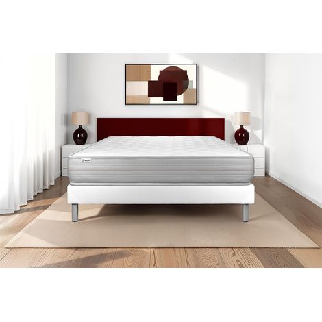 Ensemble matelas sommier 140 x 190 cm – Épaisseur 18 cm – Mousse à mémoire de forme – Multi lattes en peuplier massif – Confort ferme – Vitalit (1/5)