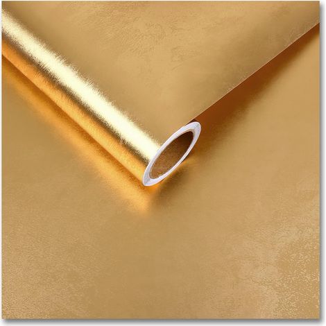 Papier Peint Or Métallique 30 x 200cm Papier Peint en Acier Inoxydable Texturé Vinyle Adhesif Or Amovible Rouleau Adhesif pour Meuble Impermeable Cuisine Stickers Lave Vaisselle Réfrigérateur (1/5)