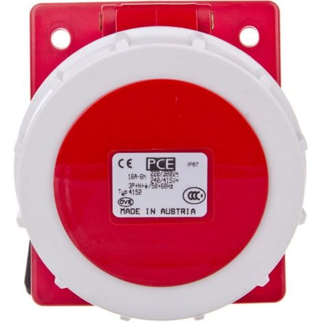 Presa angolare da pannello 16A 5P 400V /80x97/ rossa IP67 4152-6F78