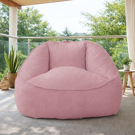 Sitzsack Relaxsessel mit Armlehnen, Ergonomischer Sessel aus Samt, Wohnzimmer, Rosa (1/4)