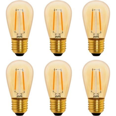 S14 Ampoule LED à Filament Vintage E27, 1W Amber Edison Remplacement 10W Incandescence, Non Dimmable, Blanc Chaud 2200K, Lot de 6 (1/5)