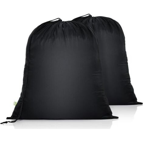 BUNTHAUS PA 2er-Pack faltbarer Reise-Wäschesack mit Kordelzug, Aufbewahrungstasche aus Stoff, Wäschesäcke für Spielzeug, Zuhause, Wohnheim, Camping, College (46 x 58 cm, Schwarz) (1/4)