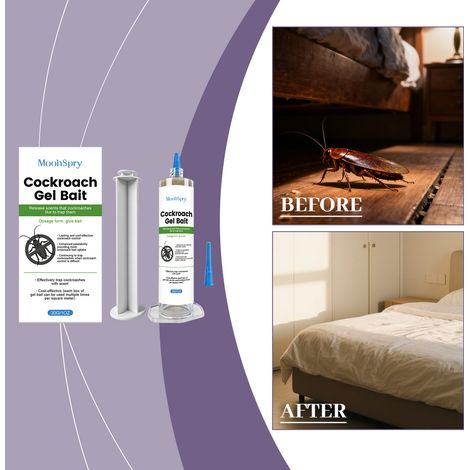 Gel anti-cafards pour usage domestique quotidien, désinsectisation, nettoyage, cuisine et chambre, application facile, gel exterminateur de cafards – 30 g + ventouse -- AUTLEAD (1/5)