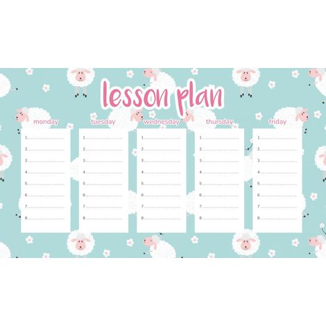 Plan de lección magnético para niños: Oveja adorable, 45x26 cm.