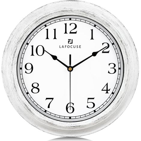 30cm Horloge Murale Silencieuse Vintage, Rustique Retro Pendule Murale Blanc, Shabby Chic Deco sans Tictac pour la Maison Salon Cuisine Chambre Bureau (1/5)