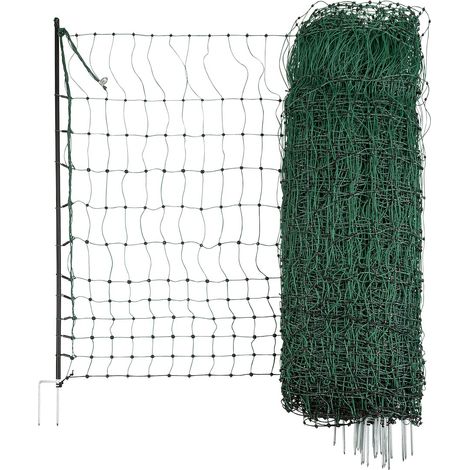 Geflügelnetz grün, el. leitend 25 mtr. / 106cm Doppelspitze