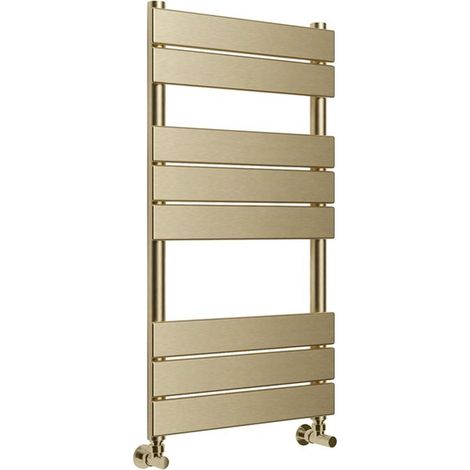 Signature Elite Flat Panel Heated Towel Rail 840mm H x 500mm W - Brushed Brass
