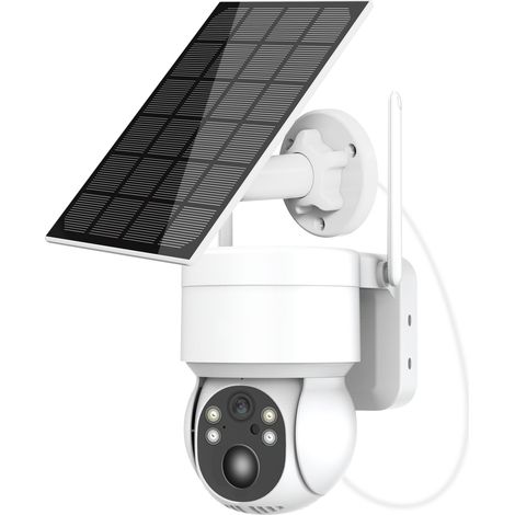 Telecamera di sicurezza Wi-Fi wireless per esterni con batteria e pannello solare, telecamera solare per esterni 2K, 2,4 GHz, avviso istantaneo PIR, sirena, visione notturna, audio bidirezionale (1/5)