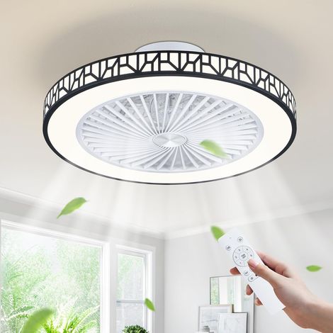 Ventilateur Plafond 48cm 6 Vitesses Réversible éclairage Plafonnier led 3 Couleurs Minuterie Mémoire Position Encastré Ventilateurs de Plafond Amovible et Facile à Nettoyer Noir (1/5)