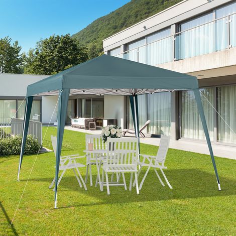 Tonnelle de jardin pliante 2,4 x 2,4 m avec structure en acier et cordes coupe-vent. Verte