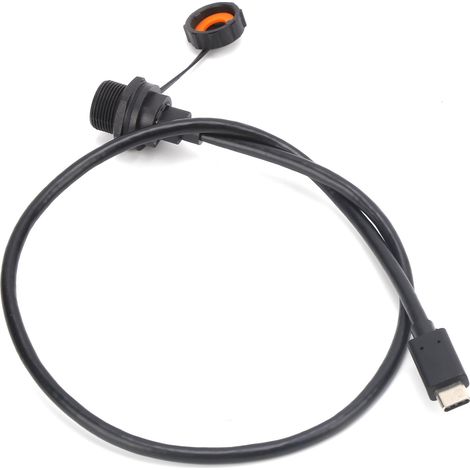 Connectique USB Type-C étanche IP67 femelle mâle avec câble 0,3m, prise E10TPCTFF/TPCAM, connecteur waterproof pour extérieur. (1/5)