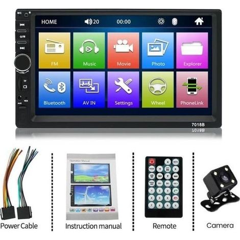 Autoradio Bluetooth 7018B - Écran Tactile 7 pouces - 60W x 4 - Caméra de Recul (1/4)