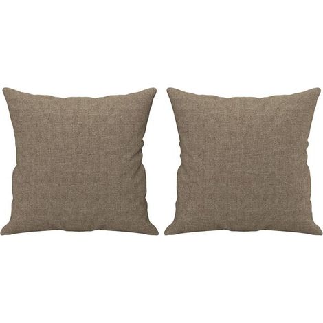 Coussins décoratifs, lot de 2, gris-brun, 40x40 cm, tissu. (1/5)