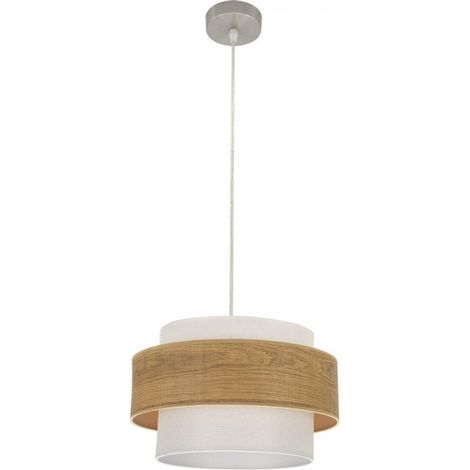 FABRILAMP Myriam Pendelleuchte 1xe27 Nickel/Holz hell Regx40x40 Cm
