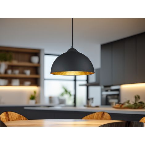 Pendelleuchte JIMMY mit Metall Lampenschirm Schwarz & Gold, Ø 31cm