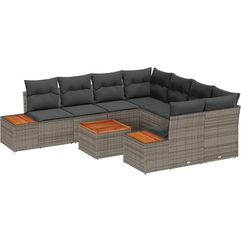 Garden Sofa Set 9 pcs Grey Poly rattan vidaXL (1/5)