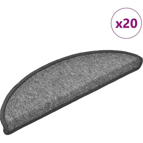 Alfombrillas para escaleras 20 unidades 56x17x3 cm Gris oscuro Semicircular vidaXL