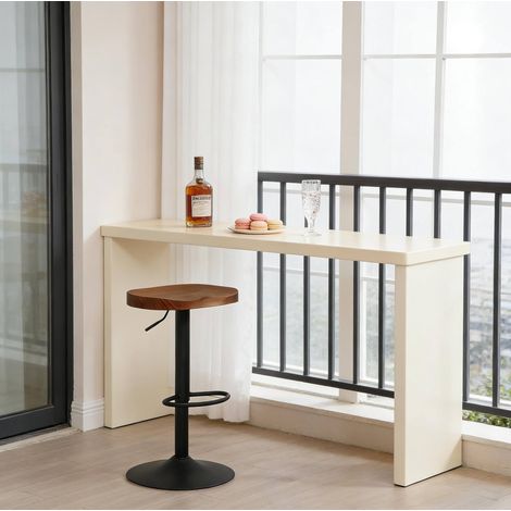 MEUBLIV Tabouret de bar brun réglable en hauteur, pivotant 360° en bois et métal, 1 pièce (1/5)