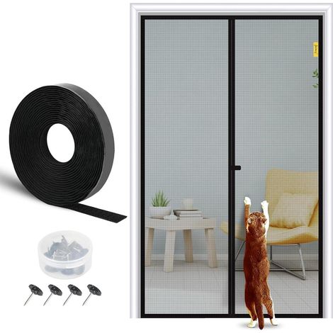 Magnetisches Fliegengitter für Balkontür 90x210 cm, Insektenschutz mit starkem Magnetverschluss, Klebemontage (1/5)