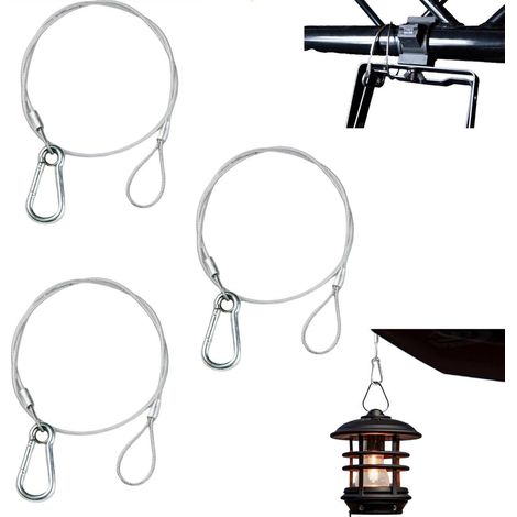 3x Stahlseil mit Ösen 60cm 3mm, Edelstahl Drahtseil mit Karabiner, für Aufhängung (1/5)