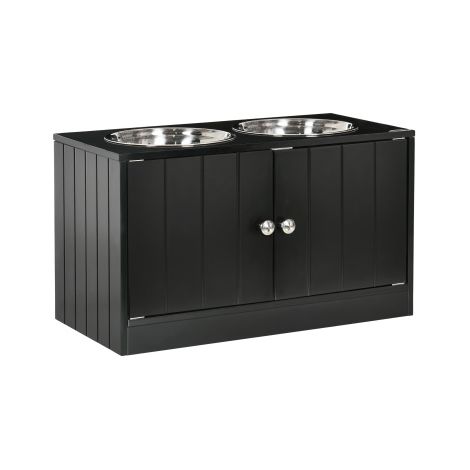Gamelles surélevées pour chiens, comprenant 2 gamelles en acier inoxydable, support avec espace de rangement de 44 L, portes magnétiques, gamelle pour nourriture et gamelle pour eau pour grands chiens
