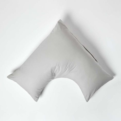 HOMESCAPES Kissenbezug V Form Fadenzahl 200 silber grau
