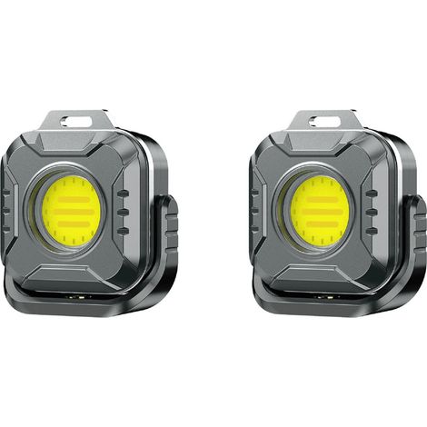 Confezione da 2 mini luci da lavoro a LED, portatili, ricaricabili e magnetiche, ideali per campeggio all'aperto e riparazioni auto. (1/4)