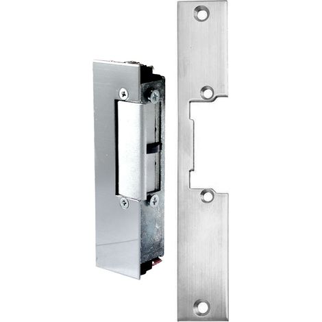 Gache électrique à émission micro contact tetière 12V 107 mm Beugnot 500 à encastrer réversible (1/5)