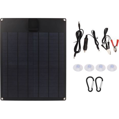 20W 5V 12V Dual Output Monokristallines Solarpanel Stromgenerator-Batterieladegerät-Kit für Auto Wohnmobil Boot Anhänger Schwarz. (1/5)