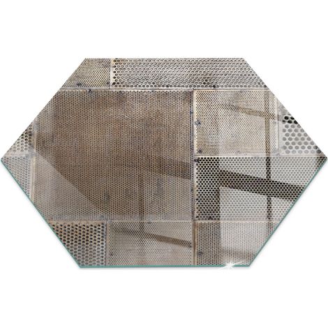 Plaque en verre trempé sous cheminée et poêle protection sol parquet Motif de tôle perforée h40 cm (1/5)