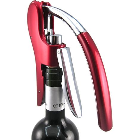 JSSEVN - Best Utensils Professional Zinc Alloy Corkscrew, High-Quality Lever Corkscrew with Built-in Foil Cutter and Bottle Opener, Server Tool, Red, 147.5cm (1/5)