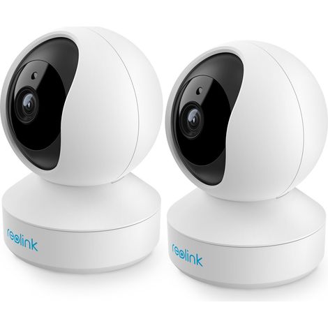 Reolink 3MP Überwachungskamera Innen mit 2,4 GHz WLAN, Zwei-Wege-Audio, 355° Schwenk- / 50° Neigung Schwenkbar, IR-Nachtsicht und Bewegungserkennung, E1-2 Pack
