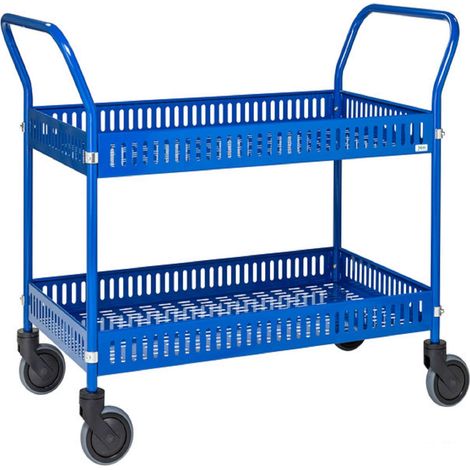 Carrello tavolo con 2 ripiani, Bordo di 90 mm, 4 ruote girevoli 1130x550x940