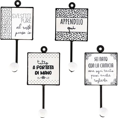Regalo Italiano Appendino da Parete in Ceramica e Ferro Ass. 8 x 17 Cm – Gancio Appendiabiti Decorativo per Casa e Ingresso 1 Pz