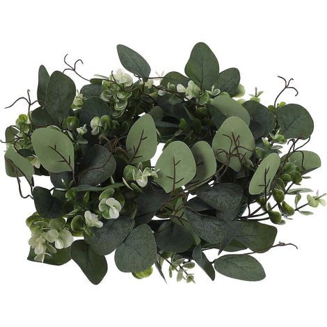 Guirlande d'eucalyptus artificiel vert pour décoration, lot de 4 couronnes (1/5)