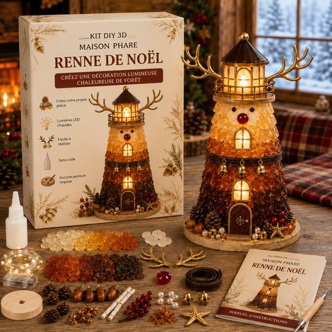 Kit figurine Noël lumineuse DIY débutant Renne joyeux - phare 500 g – Livraison gratuite