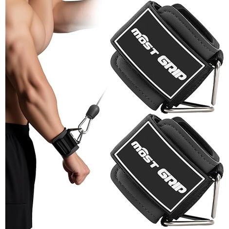 Wrist Cuffs - D-Ring Wrist Straps for Cable Machines - Neoprene-Padded Weightlifting Wraps - Pair (1/5)