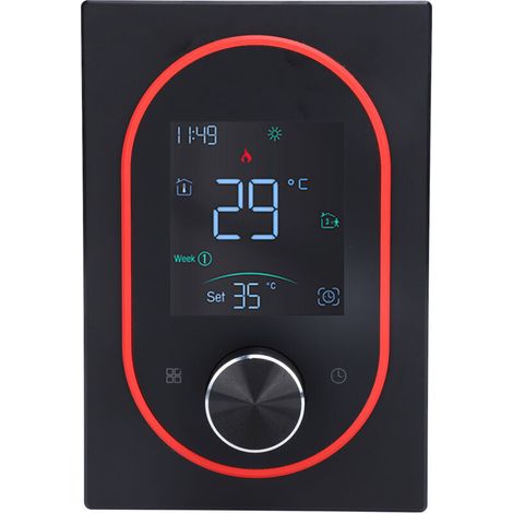 Thermostat couleur intelligent LCD bouton programmable contrôle écran tactile chauffage électrique avec application pour maison hôtel bureau AC 95 V à 240 V noir modèle normal (1/4)