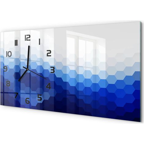 Horloge Murale Maison 60x30 cm Design Panoramique Salon Cuisine Bureau Arrière-plan de cubes (1/5)