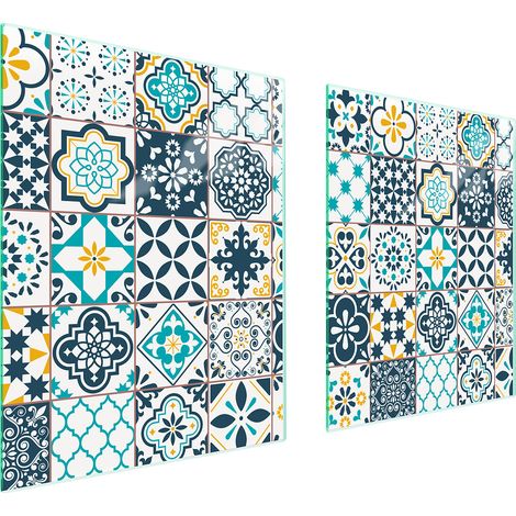 PLAQUE DE PROTECTION EN VERRE POUR POÊLE 85x52 MOSAÏQUE (1/5)
