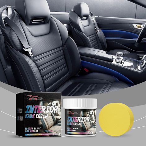 Soin revitalisant pour cuir automobile - Nettoyant, détachant, rénovateur et lustrant multifonctionnel pour cuir - 150 g + éponge (1/5)