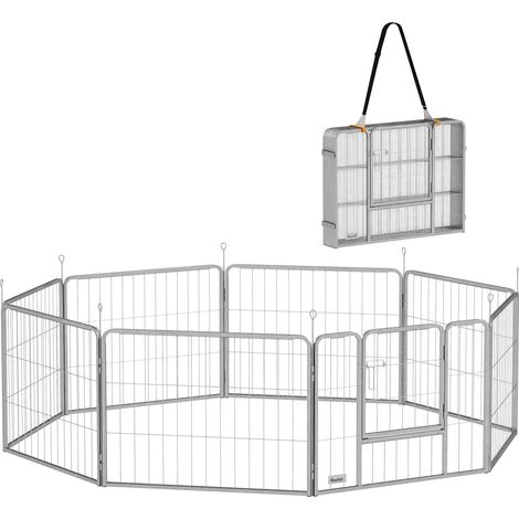 PawHut Haustiergehege, Hundezaun, Haustierspielplatz, flexibel anpassbar, rostfreier Stahl