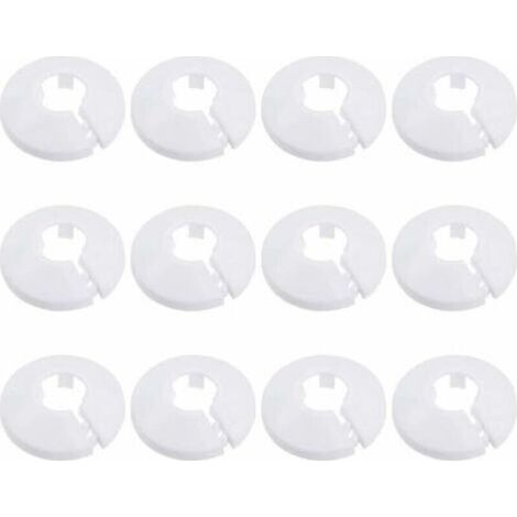 12 Pcs Cache Tuyau, Cache Tuyau Plomberie Collier Radiateur, Manchon Radiateur pour Tuyau Rosace Ronde Blanche Diamètre de 15 mm (Blanc) (1/5)