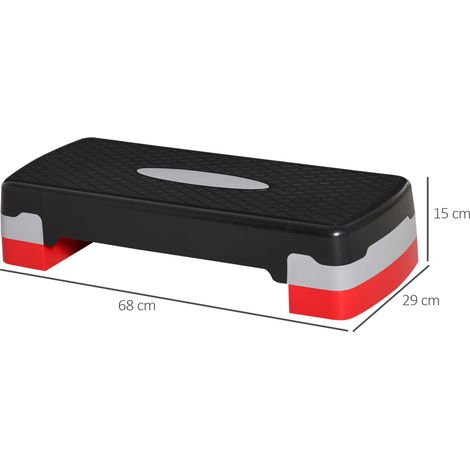 Aerobic-Stepper 2-stufig höhenverstellbar 68 x 28 x 15 cm Schwarz+Grau+Rot (1/5)