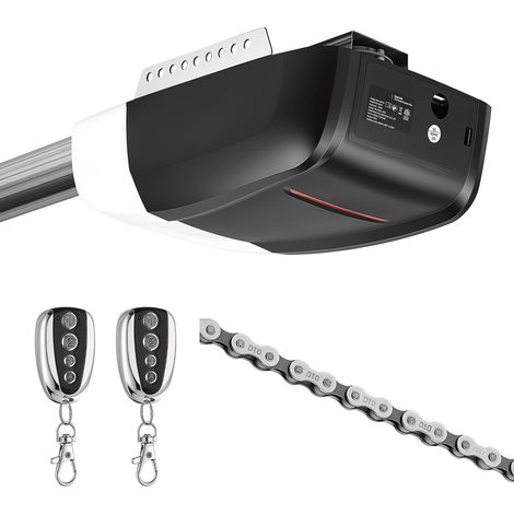 Mophorn Apriporta per Garage con Forza di Trazione di 800 N, Trasmissione a Catena Robusta, Binario in 4 Sezioni, 2 Telecomandi e Luci LED, Controllo Interno One Touch (1/5)