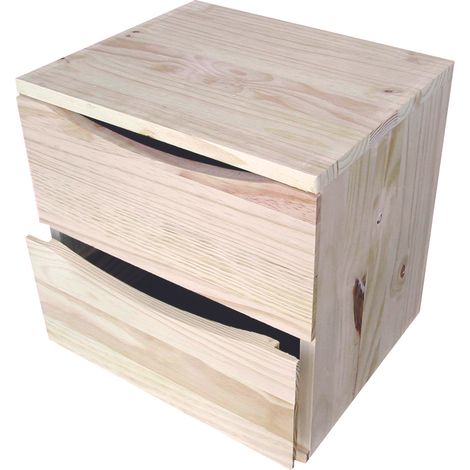 Cassettiera da Tavolo 2 cassetti 30x36x36 cm in Legno di Pino Naturale (1/2)