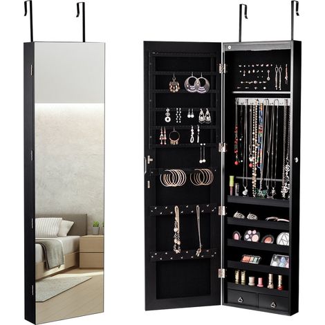 Schmuckschrank wandspiegel mit led beleuchtung spiegelschrank 120 x 355 x 10 cm schwarzwei schwarz