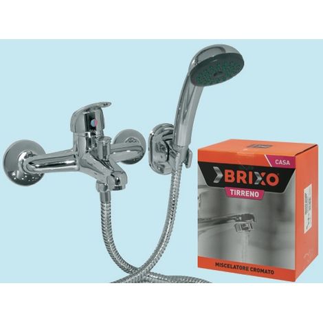 Miscelatore Brixo Mod.Tirreno 40 Rivstito In Ottone Cromato Tubo 150cm. (1/3)