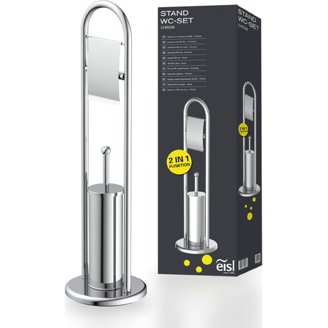 Stand WC-Set, Toilettenpapierhalter und Bürstenhalter, Chrom (1/7)